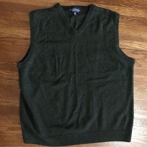 Hart shaffner Marx merino wool sweater vest XL mens dark green preppy